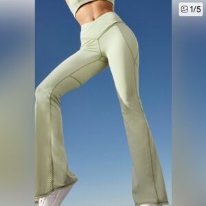 Fabletics PureLuxe Green Checkered Flared Leggings